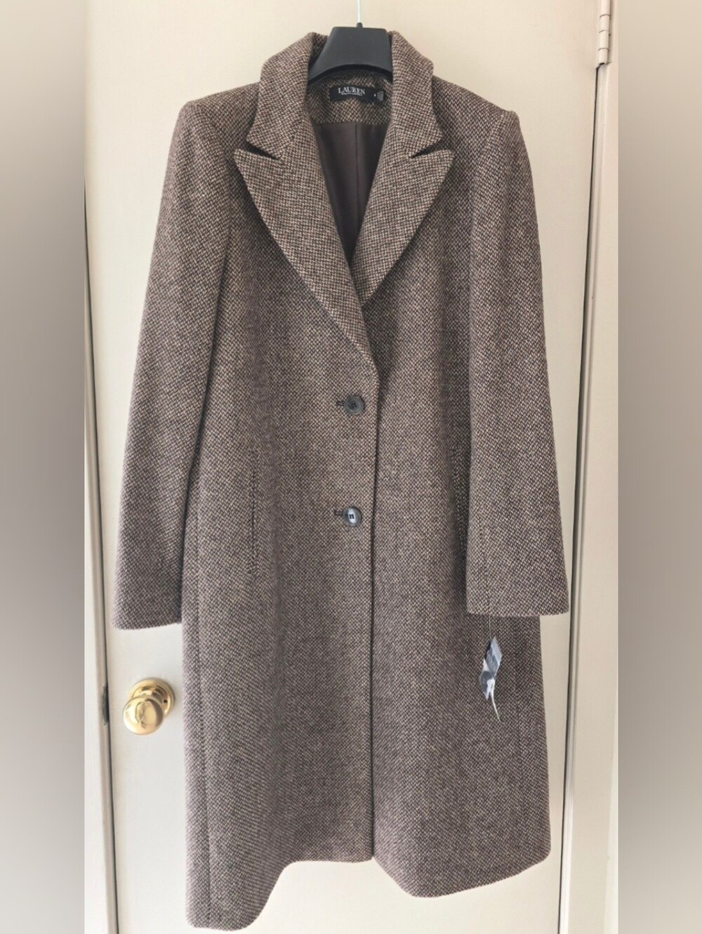 Ralph Lauren Coat Professional Work Tweed Wool Blend Jacket Broken Twill Brown 8 - Picture 6 of 9